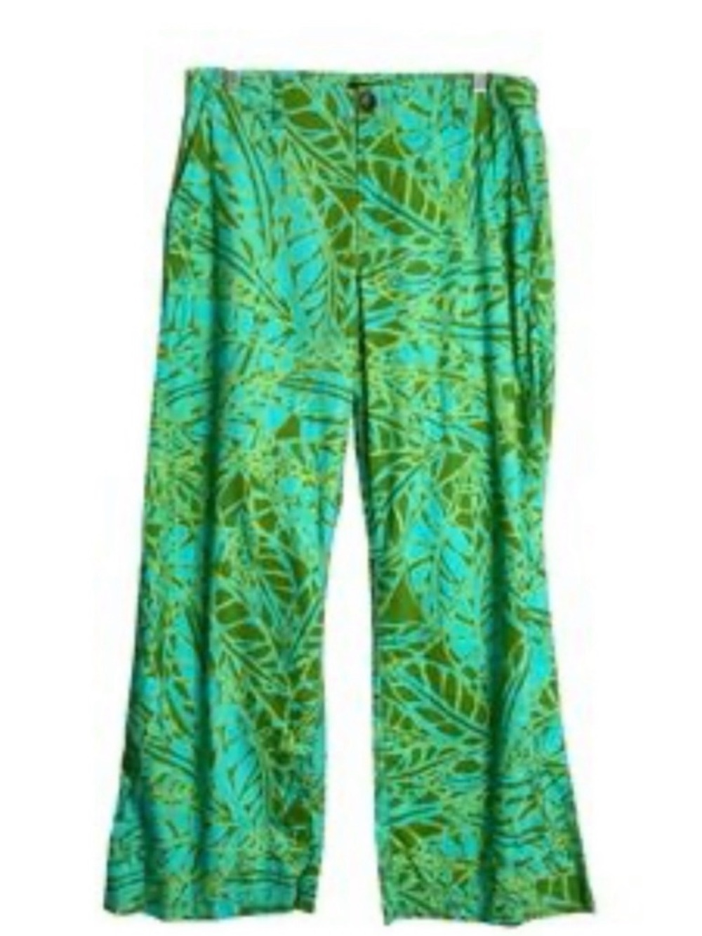 Kut from the Kloth Leaf-Print Wide Leg Pants in Bright Green